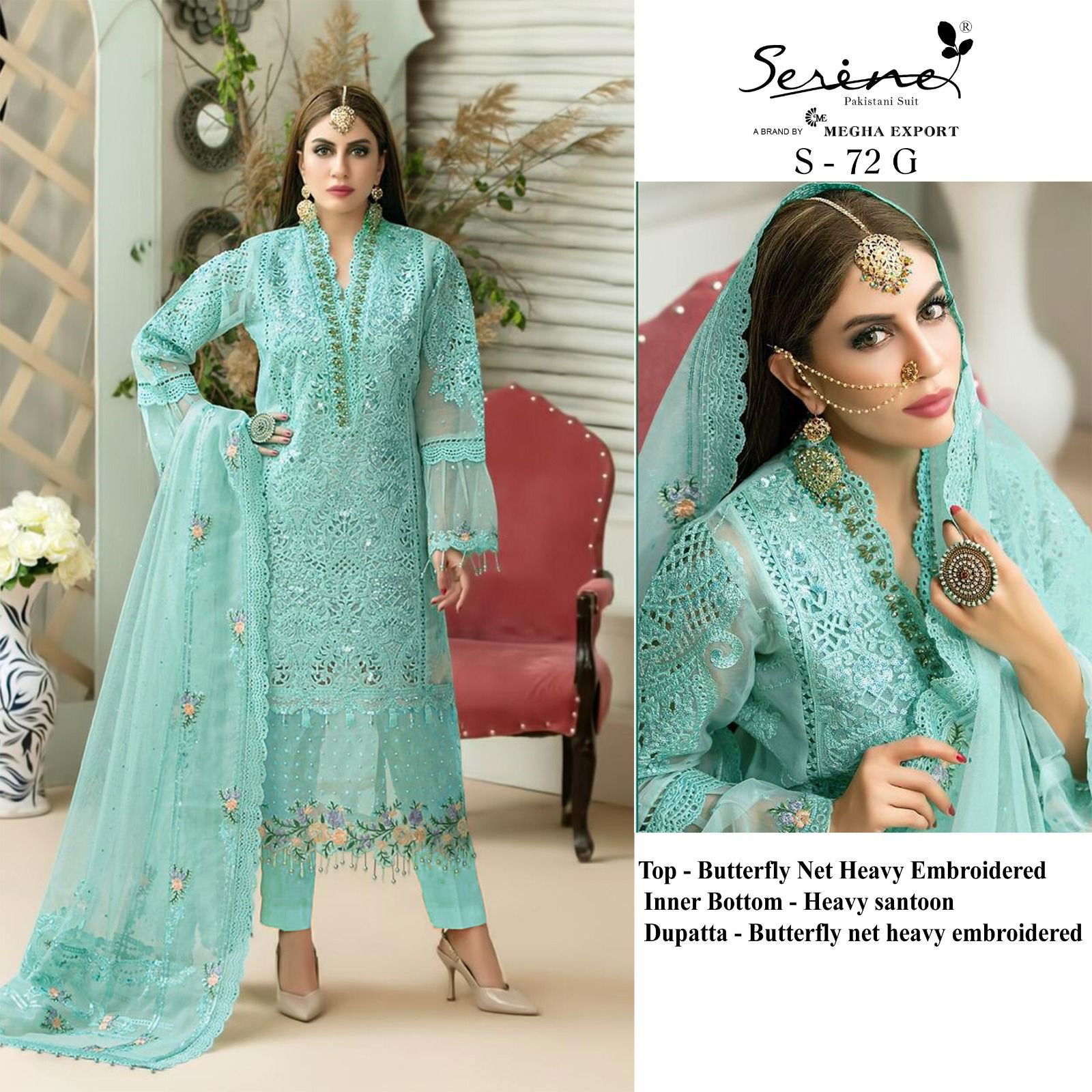 Serine S 72 E To H Designer Pakistani Suit Collection
